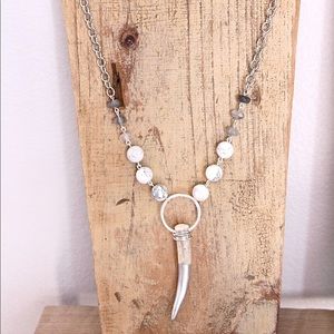 White Howlite with Dipped Antler Tip Necklace